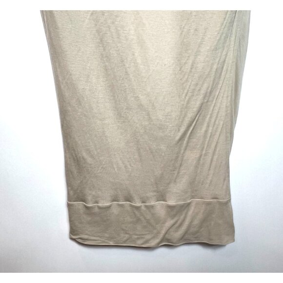 Marciano Gold Beige Sheer Draped Open Back Silk Tunic Top Silk Neckline Medium - Picture 6 of 8